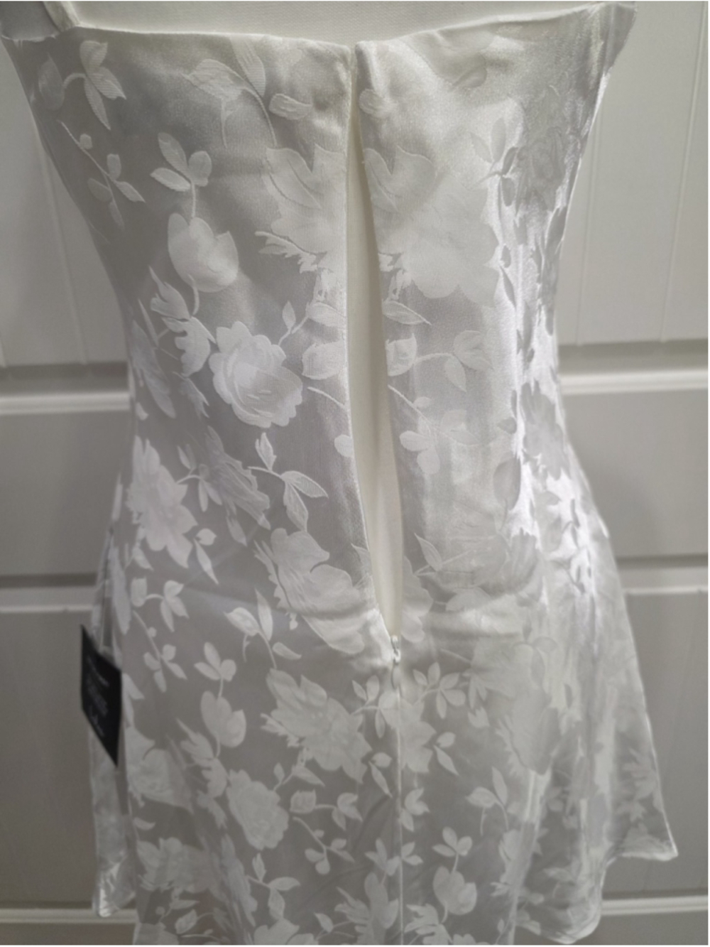 Lulu's Close to Your Heart White Satin Jacquard Cowl Slip Dress Sz M Beach Bride - Picture 8 of 11